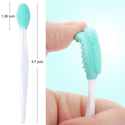 4 Pieces Silicone Exfoliating Lip Brush Tool Double-sided Soft Lip Brush for Smoother and Fuller Lip Appearance (Rose Red, Yellow, Mint Green, Pink)