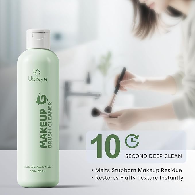 Makeup Brush Cleaner, Make Up Brush Cleaner Solution, Makeup Sponge Cleaner for Brushes, Powder Puff, Brush Shampoo for Deep Cleaning, Gentle Formula & Cruelty Free 8.6 Fl Oz