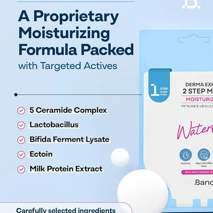 Derma Expert 2 Step Moisturizing Face Mask – 2 in 1 Hydrating Sheet & Sleeping Mask with Hyaluronic Acid, Ceramide & Niacinamide | Supports Skin Barrier & Glow | Korean Skincare | 7 Sheets