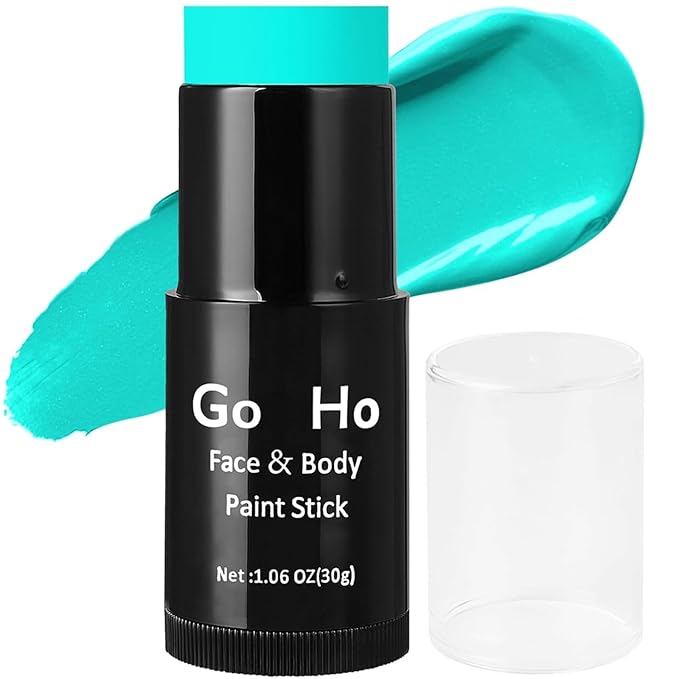 Go Ho Cream-Blendable Teal Face Paint Stick,Full-coverage Teal Body Paint Stick for Halloween Cosplay SFX Makeup,Waterproof Teal Body Paint Stick