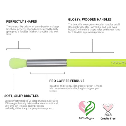 Docolor Eyeshadow Brush Set 15Pcs Eye Makeup Brushes Professional Makeup Brush Set Eye Shadow Blending Concealer Eyebrow Eyelash Eye Liners Premium Synthetic Eyeshadow Crease Brow Brush, Neon Green