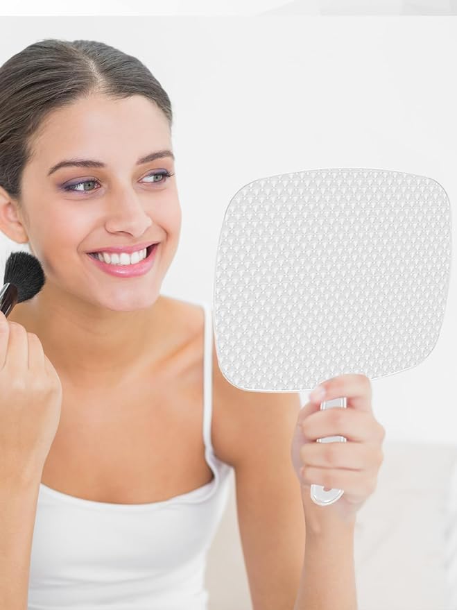 Extra Large Handheld Mirror，Hand Salon Mirror with Handle for Barbers, Hairdressing (White，12.4" Lx 9" W)