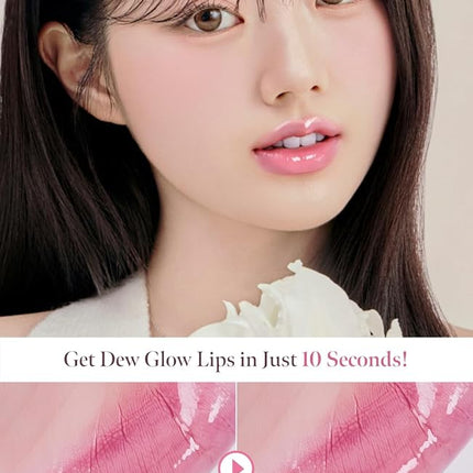 Dew Drop Tint #204 Rare 4.5g, Glossy, Lightweight Lip Stain, Glass-Like, High Shine, Moisturizing Lip Oil, Long Lasting Color, Hydrating Gloss, Dewy Finish, Korean Beauty Makeup