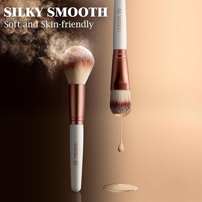 OMANIAC Makeup Brush Set, 20Pcs Professional Makeup Brushes for Foundation, Powder, Eyeshadow, Concealer Cream, Blush Buffe etc, with White Makeup Brushes Kit Case