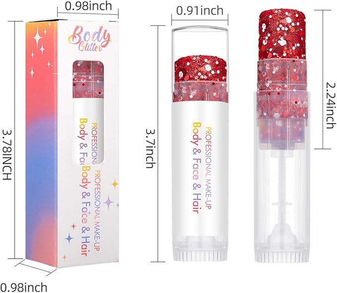 Christmas Body Glitter Stick Glod Face Glitter Silver Hair Glitter Christmas Face Paint Rave Makeup Glitter Festive Face Gems Halloween Fine Chunky Glitter Stick for Women Girls 2Pack