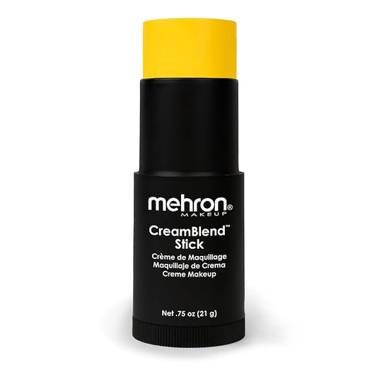 Mehron Makeup CreamBlend Stick | Face Paint, Body Paint, & Foundation Cream Makeup | Perfect for Halloween .75 oz (Yellow)