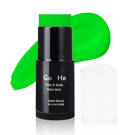 Go Ho Light Green Face Body Paint Stick,Water Based Washable Green Face Paint Stick,Non-toxic Full-coverage Cream Body Paint for Halloween Cosplay SFX Makeup,St Patricks Day Accessories