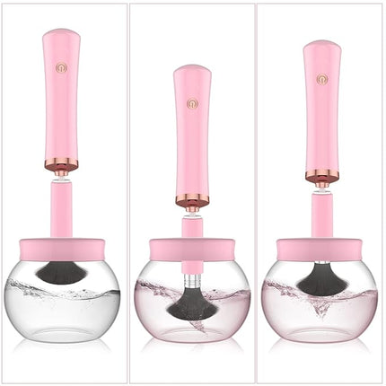 Makeup Brush Cleaner Dryer, Neeyer Super-Fast Electric Brush Cleaner Machine Automatic Brush Cleaner Spinner Pink color…
