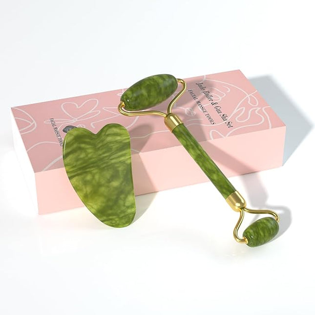 Jade Roller Gua Sha Set (Green)