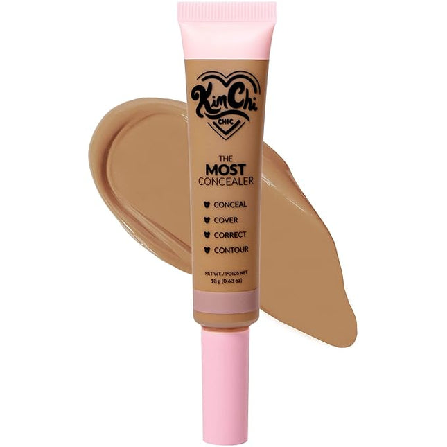 KimChiChic Beauty The Most Concealer | Full Coverage Water Resistant Multi-Use Concealer | Conceal, Correct, Contour & Highlight | Matte Satin Hybrid Finish | Brush Applicator, 0.63 oz, 09-Deep Sand
