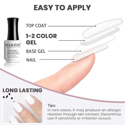 RARJSM Gel Nail Polish, 15ML Pure White Gel Polish UV LED Nail Gel Varnish Soak Off Gel Polish Nail Art Manicure Salon DIY at Home, 0.5 fl.oz