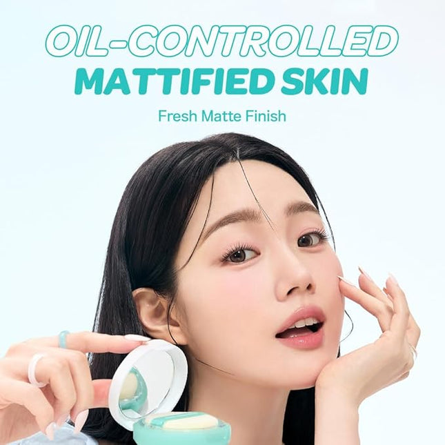 I'M MEME Compact - Oil Cut Pact | Sebum Absorbing, Korean Pressed Setting Powder for Blurring Effect, Makeup Powder, Translucent Compact, Finishing Powder, Oil Control Face Powder, Cute Stuff, 0.35 Oz