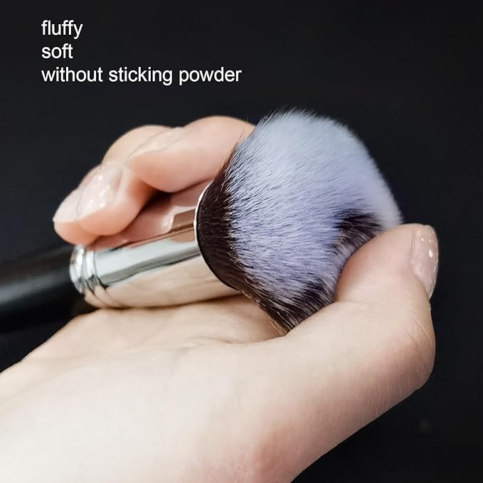 Foundation Brush, Round Top Kabuki Foundation Brush and Professional Grade Makeup Brush for Liquid Blending Mineral Powder Bufting Stippling Makeup Tools, Black