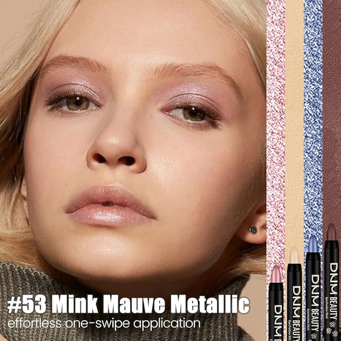 Mauve Metallic Cream Eye Shadow Stick Makeup for Women, Mauve Metallic Eyeliner Pencil Eyeshadow Brightener Stick for Eyes, Waterproof Eyeshadow Applicator Blendable, sombras para ojos 53#