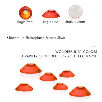 1440Pcs Orange Crystal Rhinestones,Glass Flatback Rhinestones Gemstones for Nail Face Makeup Art Crafts Clothes Decoration - (SS16,4.0mm,Orange)