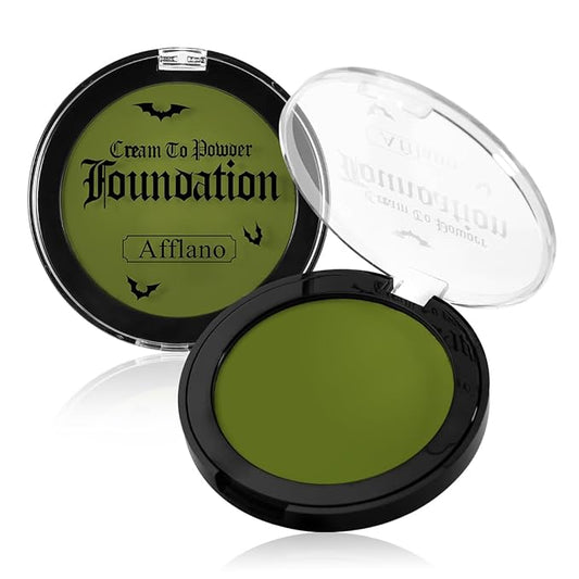 Green Face Paint Foundation for Wicked Witch Makeup - Waterproof High Pigment Concealer, Smooth Texture Greasepaint, Matte Goth for Witch Costume, Halloween, St. Patrick's Day