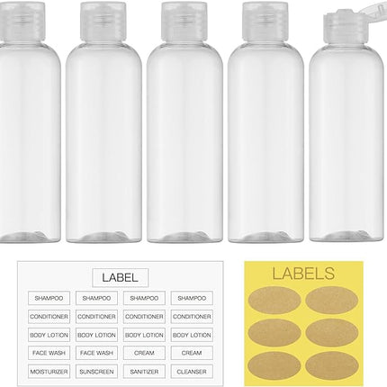 LISAPACK 3.4 oz Travel Bottles for Toiletries, Plastic Travel Size Containers for Shampoo Conditioner TSA Approved, Empty Small Squeeze for Lotion, Clear Leak Proof Mini Liquid Tube for Refillable