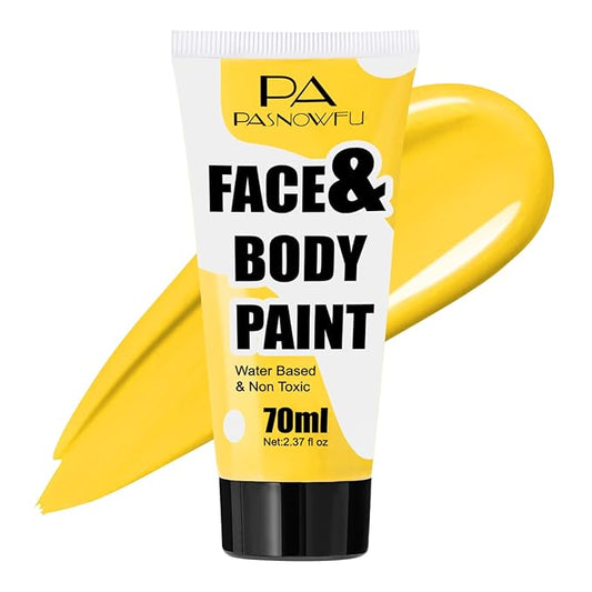 Yellow Face Paint 70ml Large Tube, Water-Based Full Coverage Body Paint for Creative SFX Makeup, Non-Toxic Face Body Paint for Adults Halloween SFX Cosplay Makeup, Theater, Stage shows