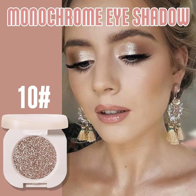 Glitter Eyeshadow Palette,Shimmer Smoky Brown Eyeshadow Makeup,Smokyd Shiny Pressed Powder,Single Vegan Eyeshadow,Highly Pigmented Natural Eyeshadow Palette,Monochrome Long Lasting Glitter Eye Make 10
