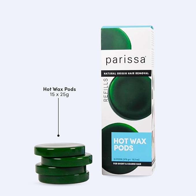 Parissa Hard Wax Refill Pods |15 Pods (13.2 Oz) | No-Strip Hot Wax with Natural Beeswax, Salon-Strength for Brazilian, Bikini & Facial Hair Removal | For Sensitive Skin, Chin, Upper Lip & Face