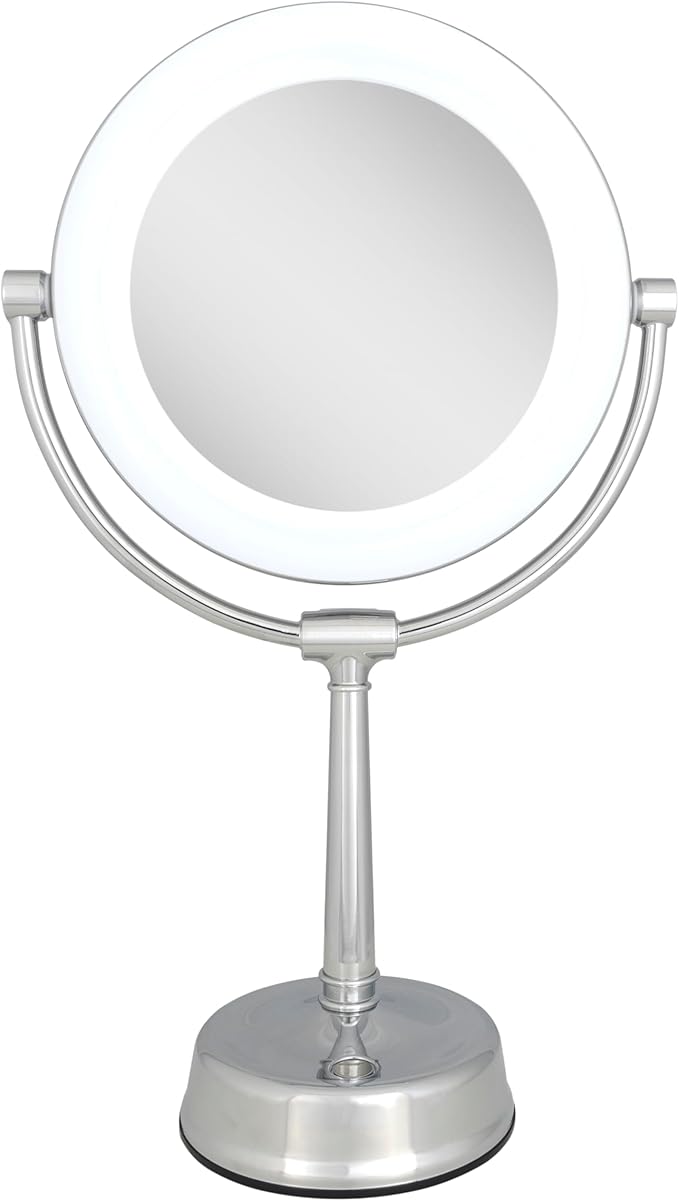 Zadro 12" Lexington LED Lighted Makeup Mirror with Magnification & Infinity Dimmer Touch Pad (Large | 12" x 20.75" | 10X/1X, Chrome)