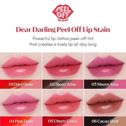 ETUDE Dear Darling Peel Off Lip Stain (Pink Flash) – Teen girl gifts, Hydrating Hydrogel Tint, Fruity scent, Long Lasting & Waterproof, Easy Peel Off, All‑Day Color Lip Tattoo, Natural Pink