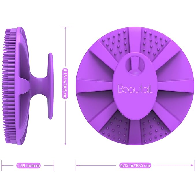 Silicone Body Scrubber, BEAUTAIL Shower Bath Scrubber, More Hygienic Than Traditional Loofah, Lather Nicely, Long Lasting, Gentle Exfoliating Brush for Women Men Baby Sensitive Skin, 1 Pack, Purple