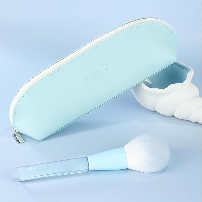 MSQ Make Up Brushes 10Pcs Powder Brushes Contour Brush Synthetic Hair Makeup Brush Set with Bag for Blending Stippling Highlighting Eyeshadow Eyeliner Concealer Nose Shader