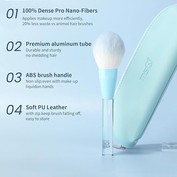 MSQ Make Up Brushes 10Pcs Powder Brushes Contour Brush Synthetic Hair Makeup Brush Set with Bag for Blending Stippling Highlighting Eyeshadow Eyeliner Concealer Nose Shader