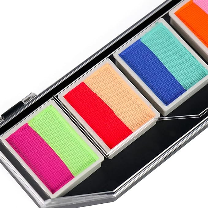 Face Paint Kit, 6 Colors, Water-Based, Kid-Friendly, Stage Makeup, Holiday Body Paint, With two brushes, Fluorescent, Quick Dry, Easy to Use, Vibrant Colors, Washable, Safe