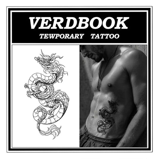 Waterproof Temporary Tattoos: 2-Sheet Tattoo Kit with Realistic Body Stickers, Semi-Permanent Tattoos for Adults Lasting 7-15 Days – Safe for Men & Women, Mountain Coil Dragon