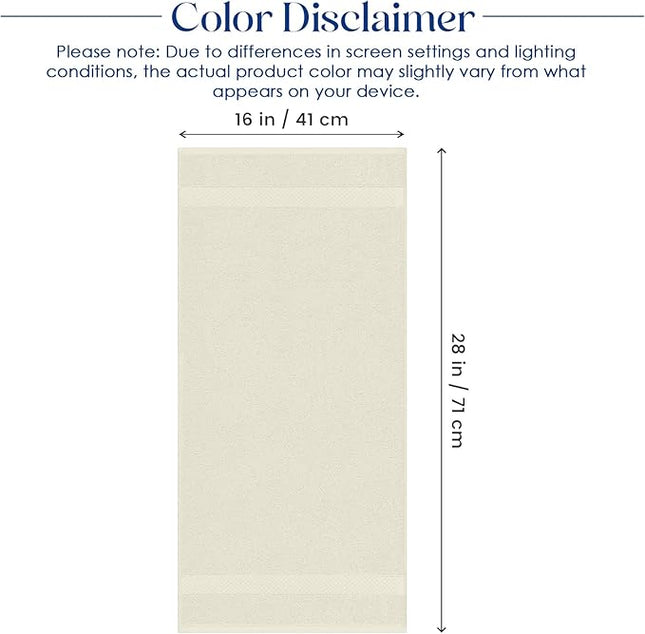 DAN RIVER 6-Pack Premium Hand Towels (16x28 Inches) - 100% Cotton, Ultra Soft, Lightweight, Highly Absorbent Towels for Bathroom, Spa, Gym, Salon, Hotel, and Travel - Ivory