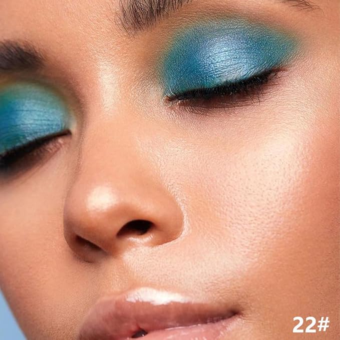 Dazzling Blue Shimmer Cream Eye Shadow Stick Makeup for Women, Blue Shimmer Matte Eye Shadow Brightener Stick for Eyes, Waterproof Eyeshadow Pencil Applicator Blendable for Eye Highlight 22