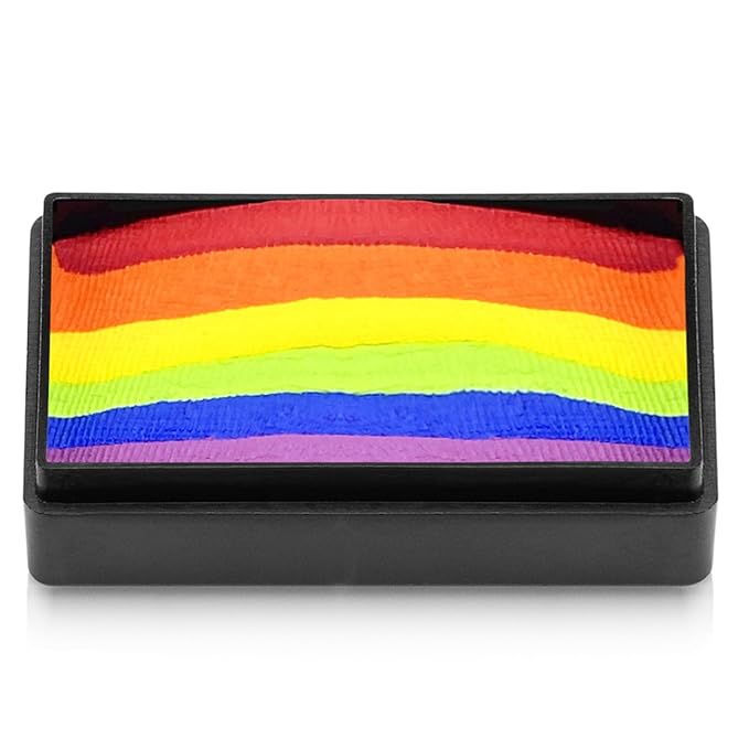 Kraze FX Dome Stroke - Deep Rainbow (25 gm), Professional 1-Stroke Split Cake, Hypoallergenic, Non-Toxic, Water Activated Face & Body Painting Makeup Supplies for Sensitive Skin, Kid Safe, Adults