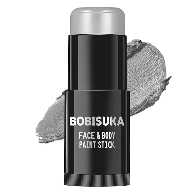 BOBISUKA Light Grey Face Body Paint Stick, Gray Contour Face Paints Sticks, Grayscale Makeup Painting Kit for Halloween Homestuck Raven Cosplay Special Effects Costume SFX Parties Stage