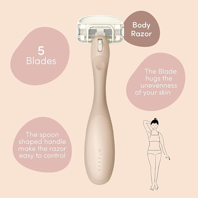 Kai Miness System Body Razor, Gentle Beauty Groomer for Hair Removal, Ideal for Sensitive Skin, Japanese Steel Removes Body Hair