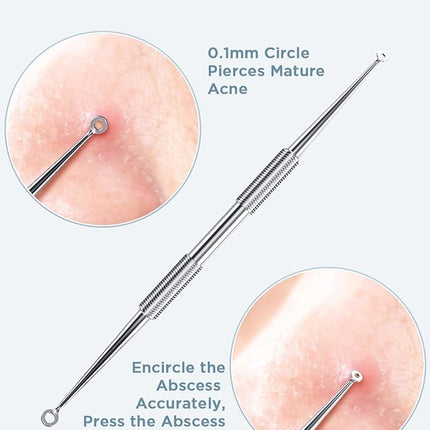 BESTOPE Blackhead Remover Blackhead Removal Pimple Comedone Extractor Tool - Treatment for Blemish Whitehead Popping Zit Removing with Metal Case (Silver)