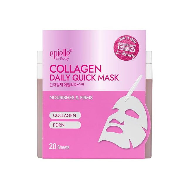 Epielle Collagen Korean Face Masks 20 Pack - Anti Aging Sheet Masks with Hyaluronic Acid for Hydrating & Plumping Skin, Stocking Stuffers for Women