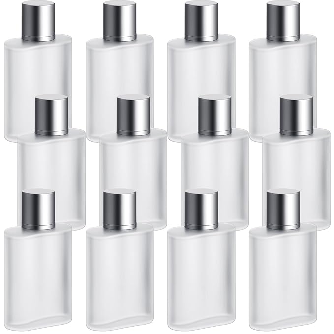 Tessco for you 6 Pcs 1.7 Ounces Perfume Bottles Empty Frosted Glass Spray Bottles 50ml Refillable Atomizer Perfume Dispenser Fine Mist Atomizer Cosmetic Make up Container (Silver Gray)