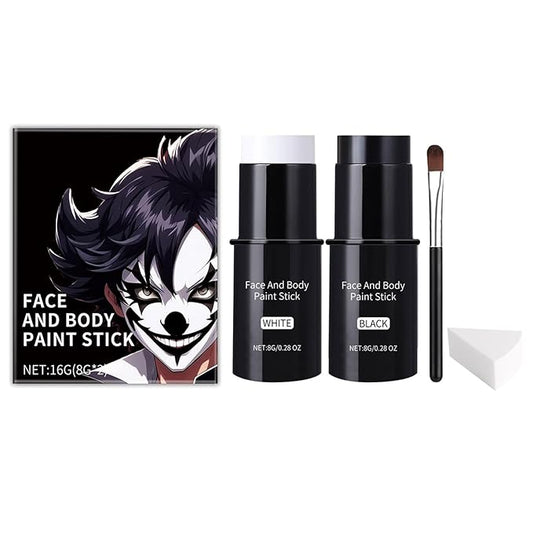 Halloween Face Body Paint For Adults, Black White Face Body Paint Stick Kit For Sfx Makeup Cosplay Joker, Skeleton Makeup