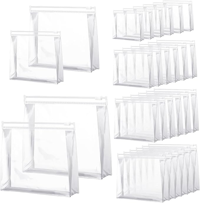 Xuniea 100 Pcs Mini Clear Makeup Bag PVC Small Travel Toiletry Organizer Pouches Bulk Waterproof Transparent Plastic Cosmetic Bag with Zipper for Women Men Travel (11'',9.8'',7.9'',5.9'')