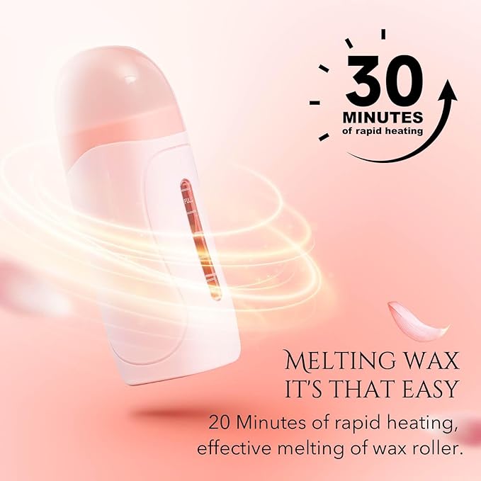 Roll-on Waxing Kit for Hair Removal - At-Home Wax Warmer, Easy Rolling Applicator for Women, Honey & Rose Fragrance