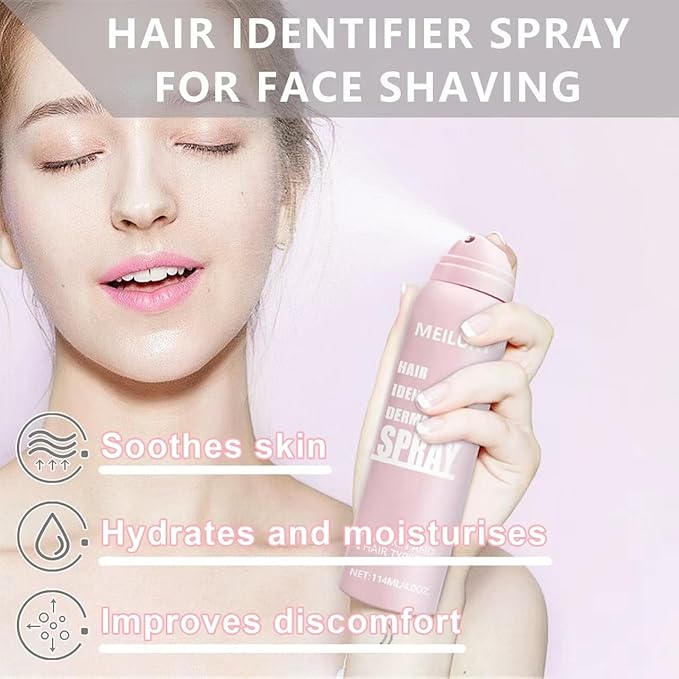 Hair Identifier Spray for Face Shaving, Skin Body Hair Identifying Spray with Razors, Hair Identifier Spray for Face Dermaplaning, Face Hair Identifier Spray for Women