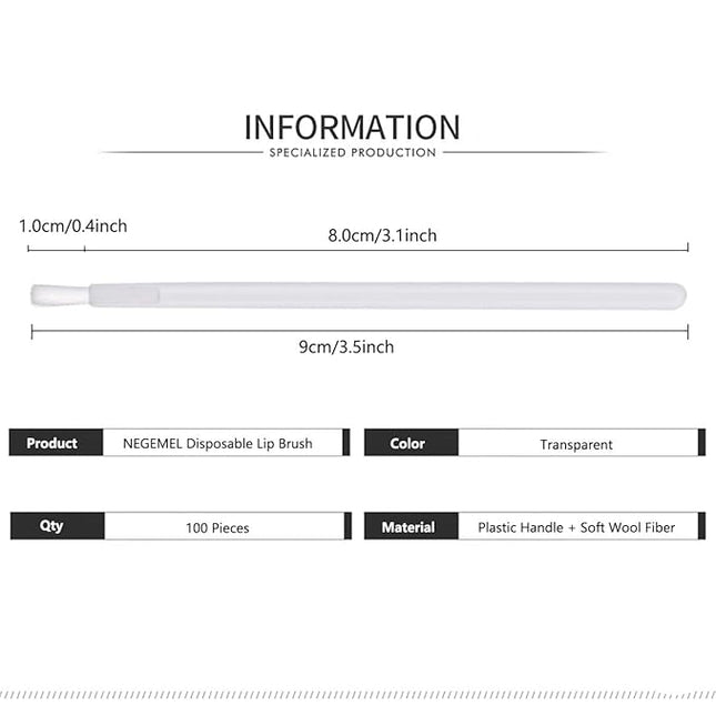 100 Pcs Disposable Makeup Lip Brushes Lipstick gloss brush Lip Gloss Applicators with Soft Brush Head Cosmetic Lip Brush Wands mini paint brushes for cookies (Transparent)