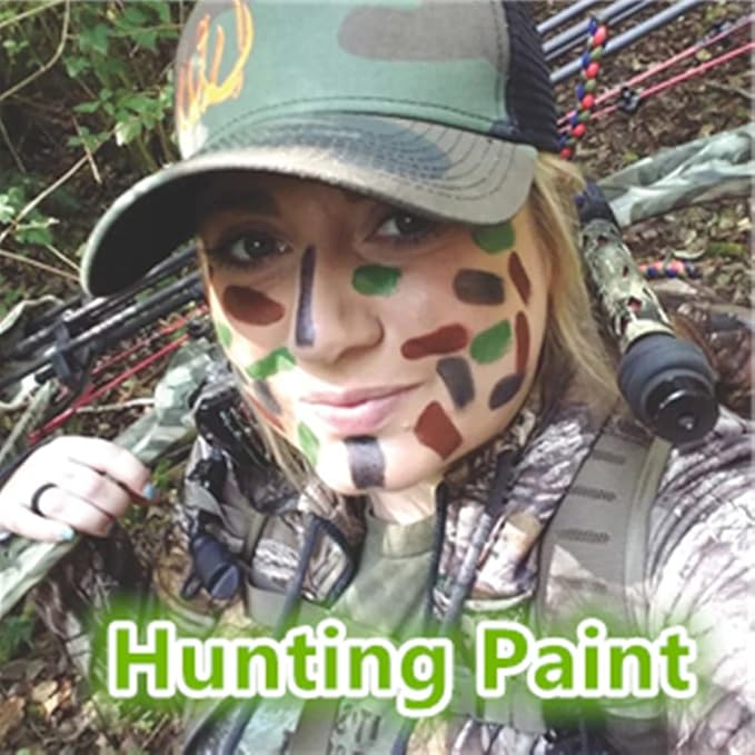 Go Ho Camo Face Paint Brown Stick - Maroon Eye Black Stick Hunting Face Body Paint Professional SFX Makeup,Safe Facepaint Nose&Lip Smacking for Halloween(Brown Color)