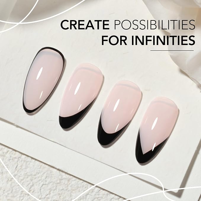 GAOY Black Swirl Gel Nail Polish Art Liner, 8ml Classic Color Nail Paint Design with Thin Brush, UV Light Cure for DIY French Manicure at Home