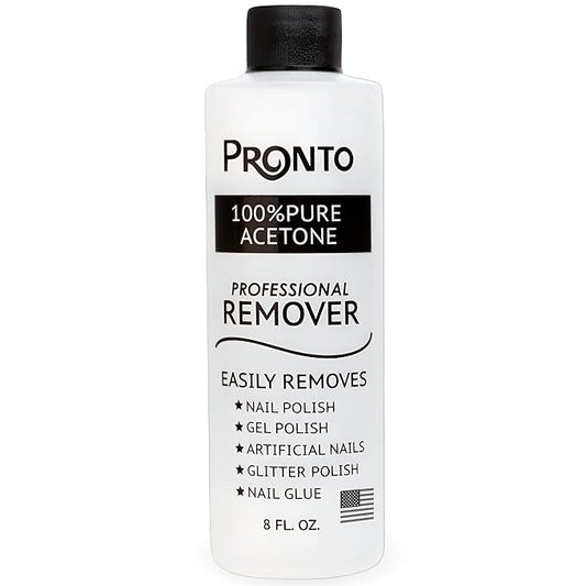 Pronto 100% Acetone Gel Nail Polish Remover - Gel Polish Remover for Nails | Acetone Nail Polish Remover For Nails for Removal of Glue, Gel, Acrylic & Dip | Gel Polish Remover, 8 Fl oz