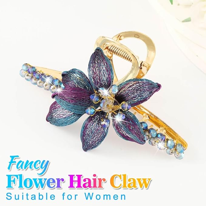 CAKURE Flower Claw Clip Sparkly Hair Claw Clip Fancy Hair Accessoreis for Women