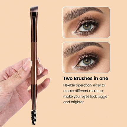 MAANGE 13 Pcs Foundation Makeup Brush Set With Bag, Make up Brushes, Double-End Multi Functional Makeup Brushes, Professional Face Brush Set Tools For Liquid Powder Concealer Cream Blush (Coffee)