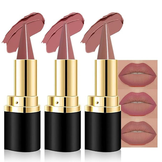 Kaely 3Pcs Gradient Matte Lipstick Lip Liner Pencil Set for Women, 2in1 Flawless Contour Gradual Ombre Effect Lip Pencil Makeup Waterproof, labiales mate 24 horas originales, 11+16+18